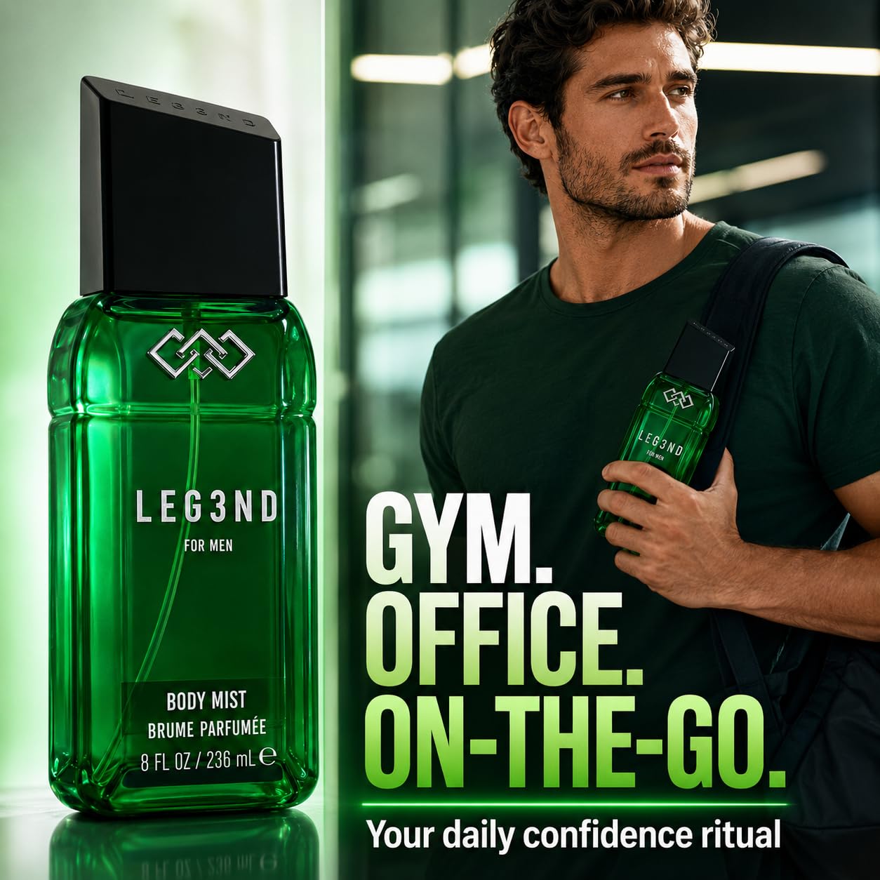LEG3ND Body Mist for Men - Green, 8 FL OZ (236ml) | Long-Lasting Fresh Masculine Fragrance Spray with Natural Essential Oils | Everyday Body Spray Beauty & Personal Care LEG3ND