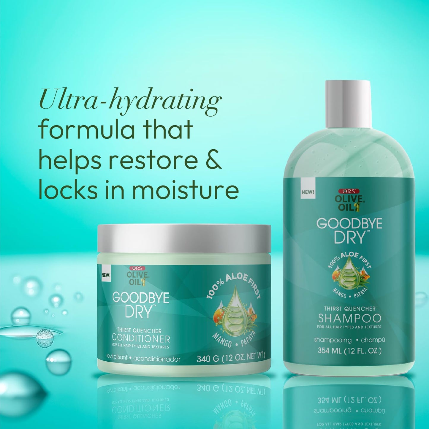 ORS Olive Oil Goodbye Dry Thirst Quencher Shampoo & Conditioner with Aloe, Mango & Papaya for Moisturizes & Restores 12 Ounces (2 Piece Set) Beauty & Personal Care ORS
