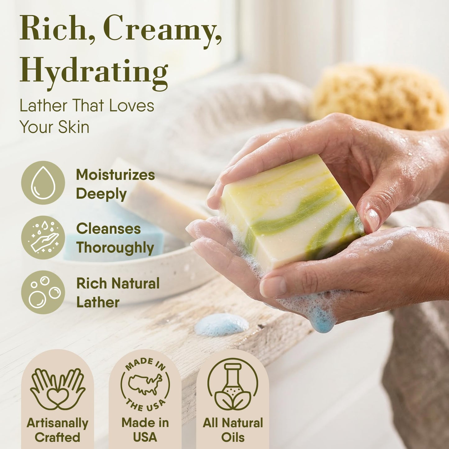 360Feel Fresh Bar Soap Set - Made in the USA - Castile Handmade Natural Cold Processed - Gentle on Sensitive Skin - 4 Refreshing Scents Aloe Vera Beauty & Personal Care 360Feel