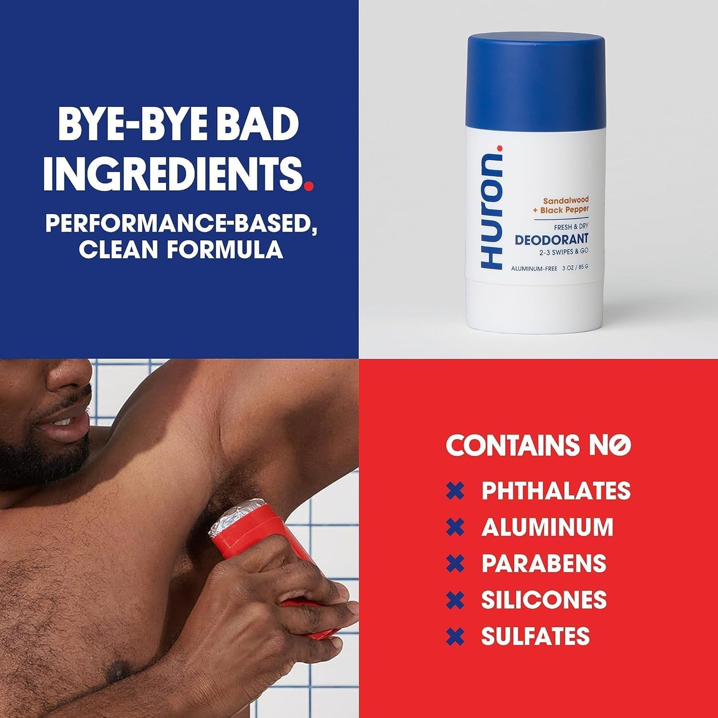 Huron Deodorant for Men and Women, 48-Hour Odor Protection, Aluminum-Free Deodorant with Sea Salt + Driftwood Scent, Moisturizing, Phthalate-Free Beauty and Personal Care Huron