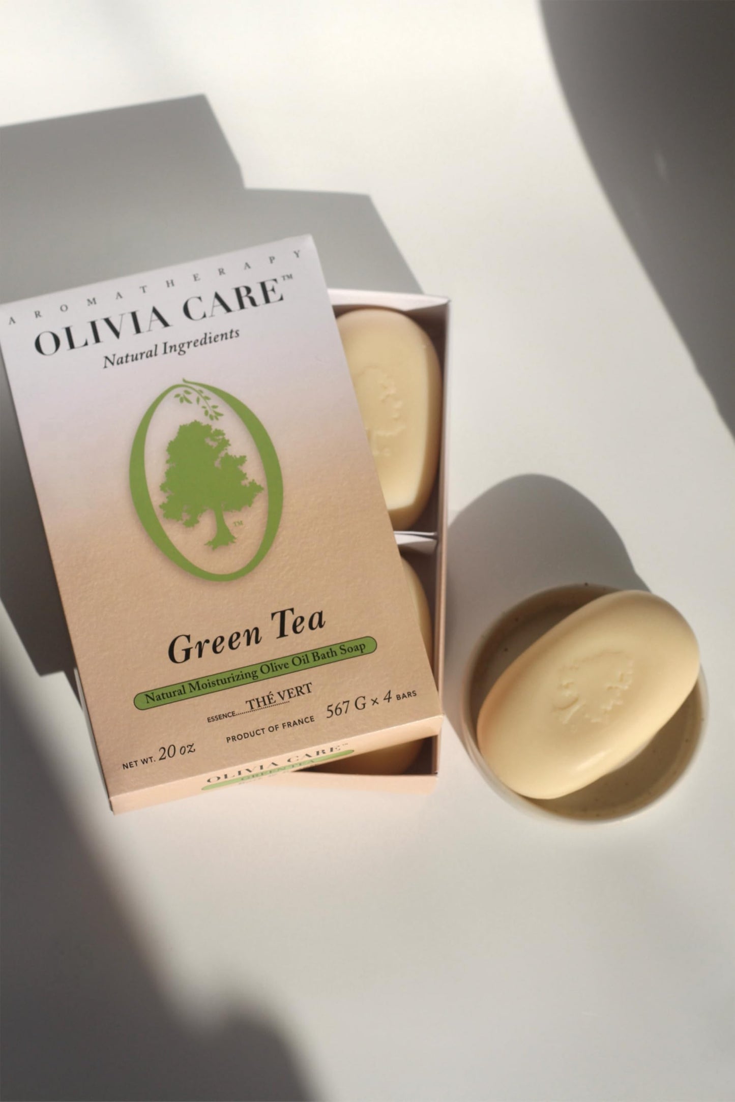 Olivia Care Bath & Body Bar Green Tea Soap 4 Pack Gift Box Organic, Vegan & Natural Contains Olive Oil Repairs, Hydrates, Moisturizes & Deep Cleans Beauty & Personal Care Olivia Care
