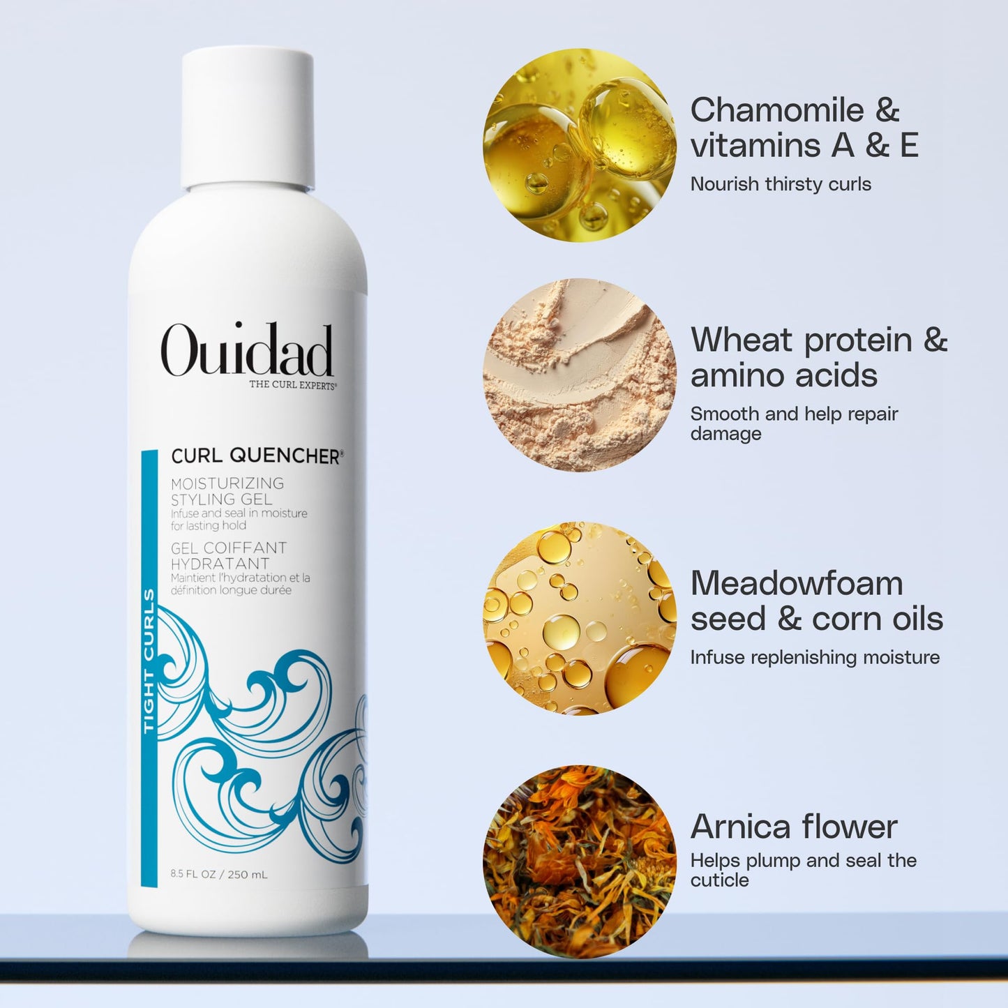Ouidad Curl Quencher Moisturizing Styling Gel - 8.5 fl oz, Bouncy, Soft & Defined Curls, On-The-Go Style Refresher, Frizz Control, Curl Defining Gel Beauty & Personal Care Ouidad