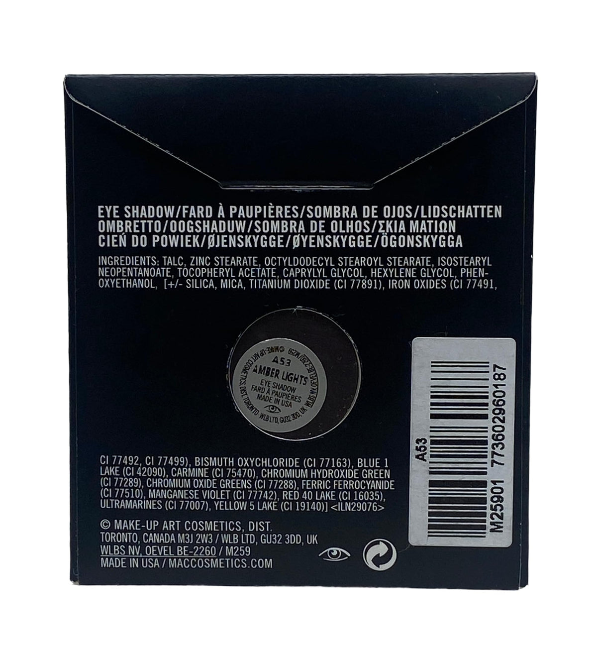 MAC Eye Shadow (Pro Palette Refill Pan) - Amber Lights (Peachy-brown with shimmer) .05 Oz / 1.5g