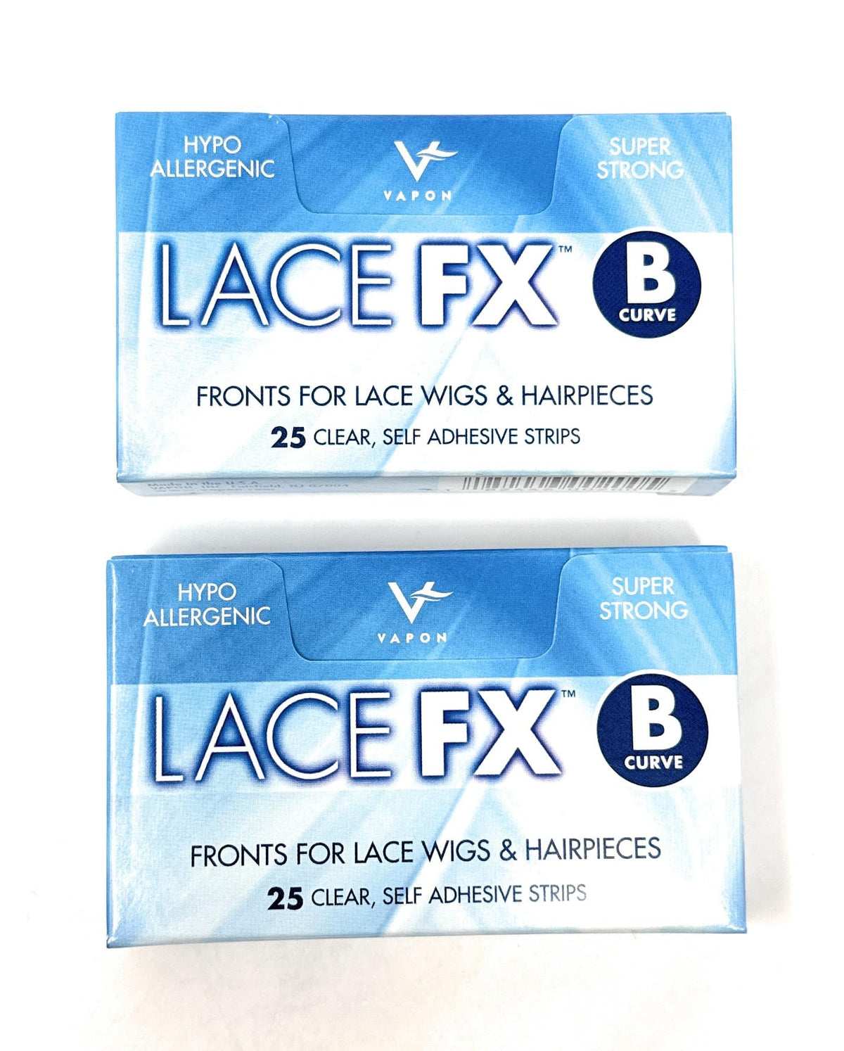 Vapon Lace Fx Tape B Curve Double Sided Super Adhesive Clear Strips for Front Lace Wigs, INC Beauty (2 Packs)