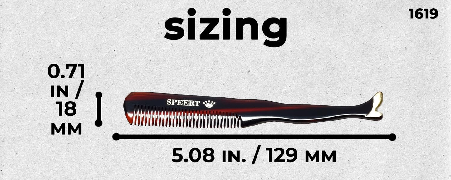 Speert #1619 Handmade Wide Tooth Mustache Comb - Small Tortoise Havana Acetate, Coarse Hair Pocket Sized Grooming Tool, Tangle Free Straightener Beauty & Personal Care Speert