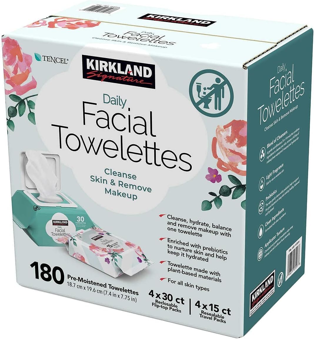 KIRKLAND Signature Daily Facial Towellettes, 4.53 Pound (180 Count, 1-Box) Beauty & Personal Care KIRKLAND