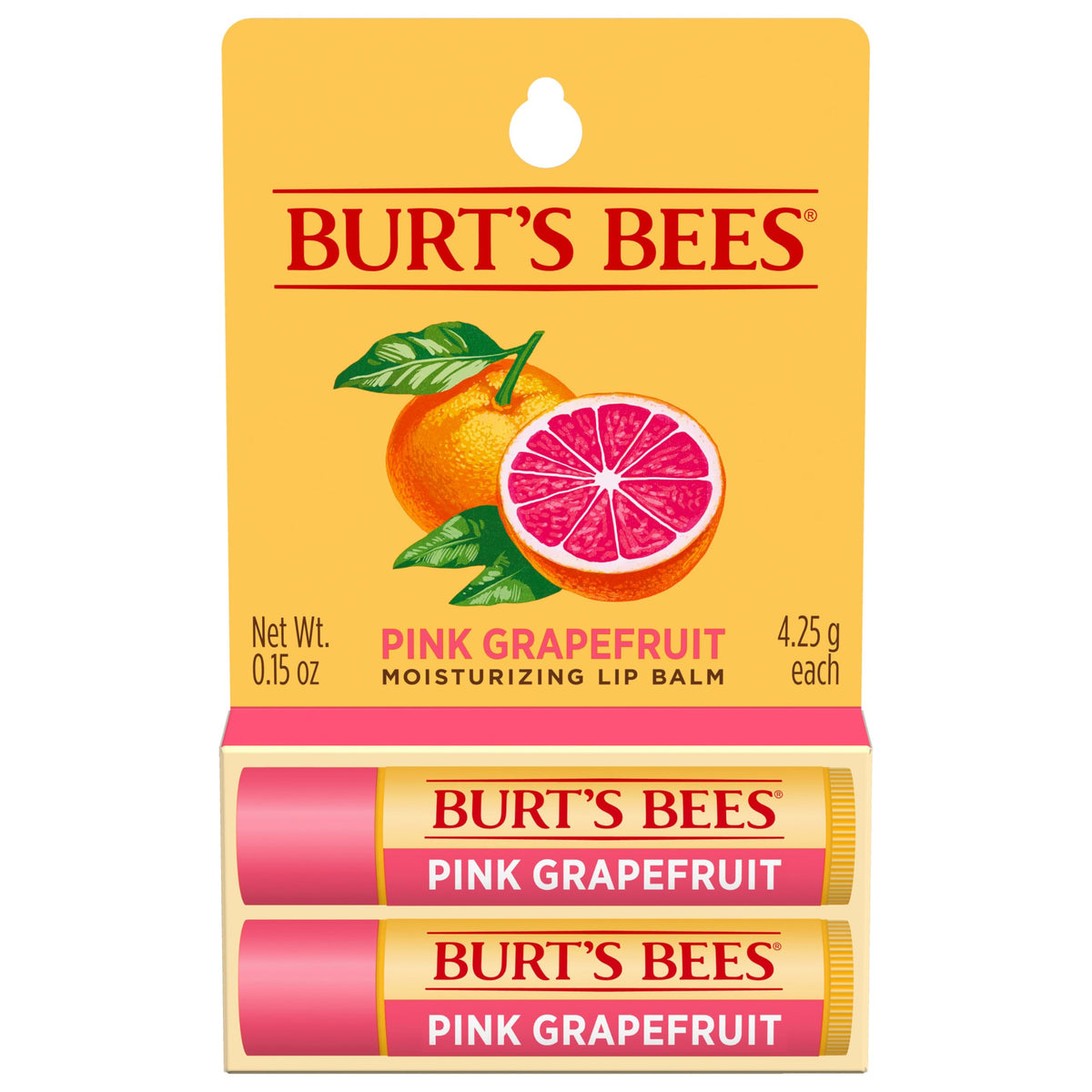 Burt's Bees Lip Balm - Pink Grapefruit, Lip Moisturizer With Responsibly Sourced Beeswax, Tint-Free, Natural Origin Conditioning Treatment, 2 Tubes Beauty & Personal Care Burt's Bees