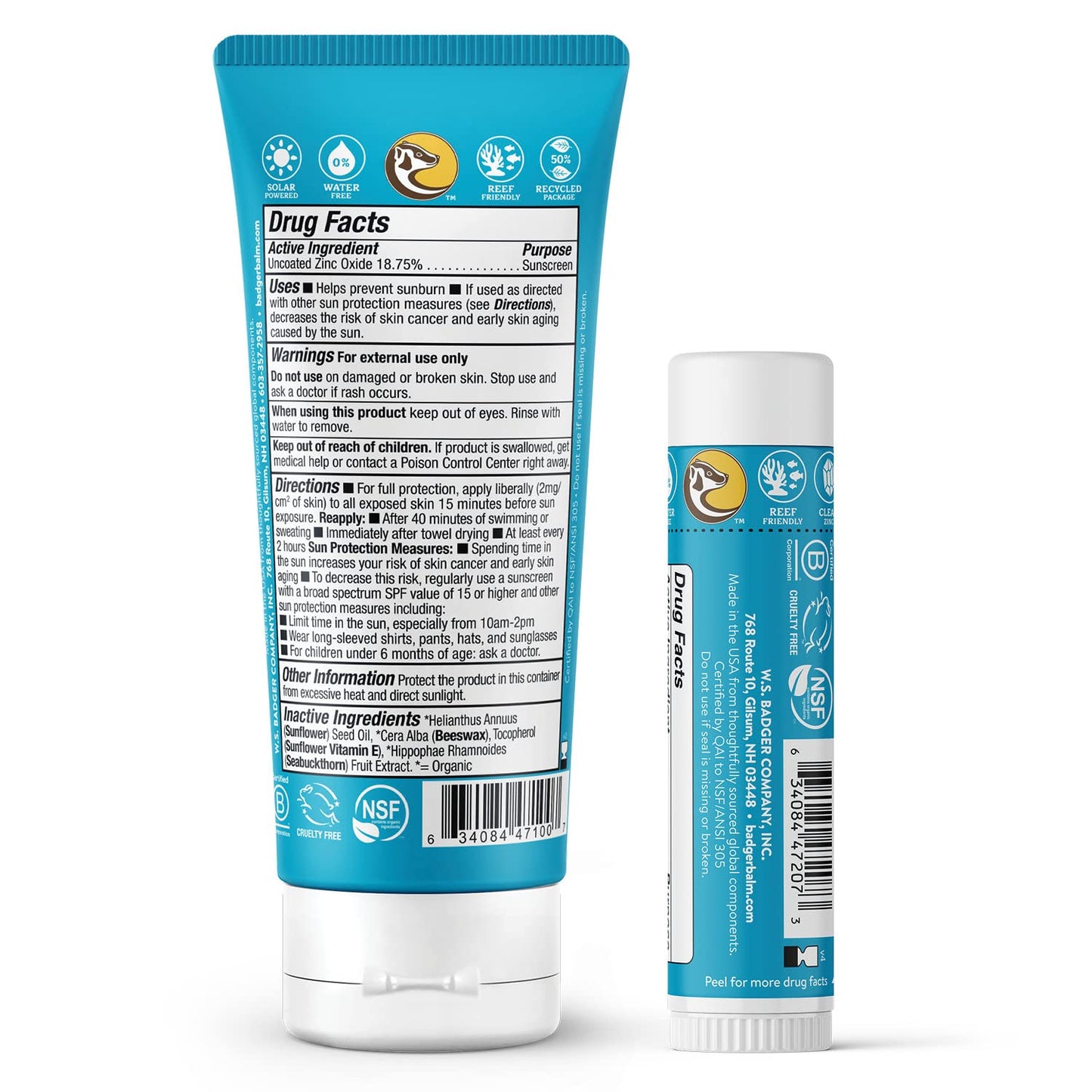 Badger Mineral Sunscreen Combo, SPF 30 Cream & SPF 35 Face Stick, Organic Ingredient with Mineral Zinc Oxide, Unscented Reef Safe Sunscreen Set, Broad Beauty & Personal Care Badger