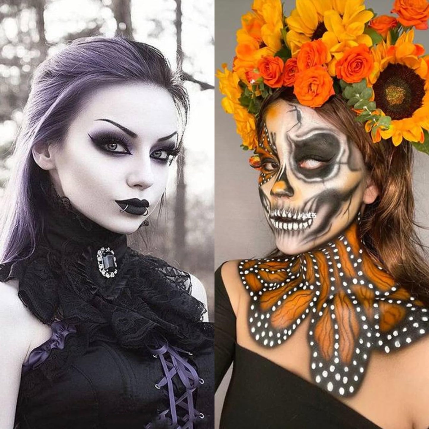Js2U ZW White Black Oil Face Body Paint Set, Halloween Skeleton Makeup Kit with 2 Brushes, Professional Black and White Face Painting Kit Beauty & Personal Care Js2U ZW
