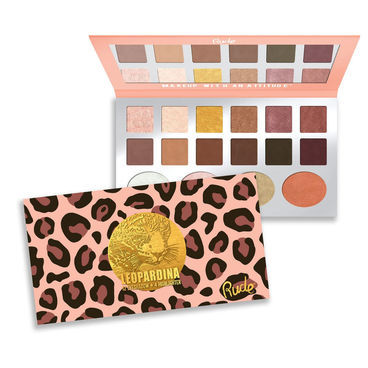 Leopardina Eyeshadow and Highlighter Palette by Rude Cosmetics for Women - 1.031 oz Makeup Beauty & Personal Care RUDE
