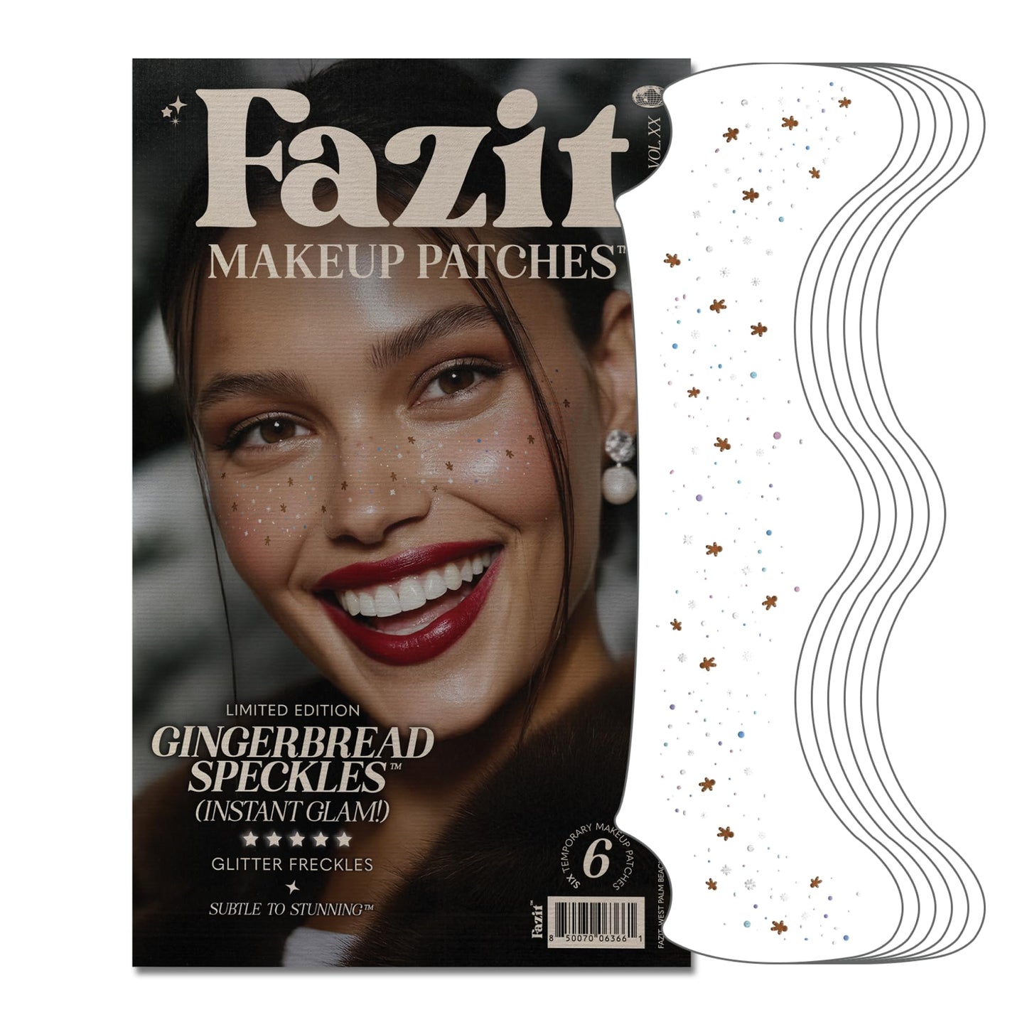 Fazit Makeup Patches - Gingerbread Speckles - Glow Up Make-Up Patches - Cute Glitter Makeup Accessories for Women - Cosmetic Glitter for Face Beauty & Personal Care Fazit