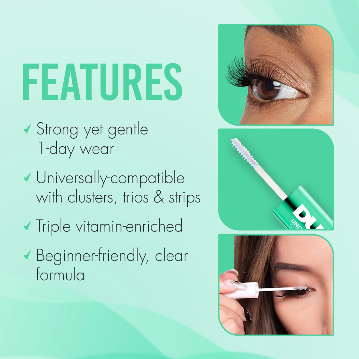 DUO Under Lash Glue & Seal - Clear Eyelash Adhesive with Gentle Removal, Easy 1 Day Wear, Strong Hold Eyelash Glue for DIY Lash Clusters