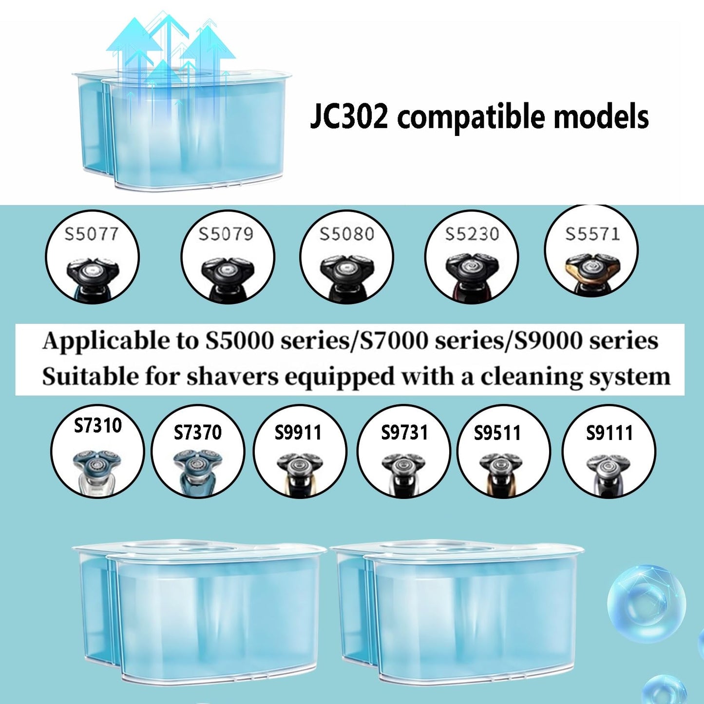 FMGDJJK 170ml JC301 JC302 Shaver Cleaning Liquid - Compatible with Philips S5000/S7000/S9000 Series - Fits Shavers with Cleaning System, Shaver Beauty and Personal Care FMGDJJK