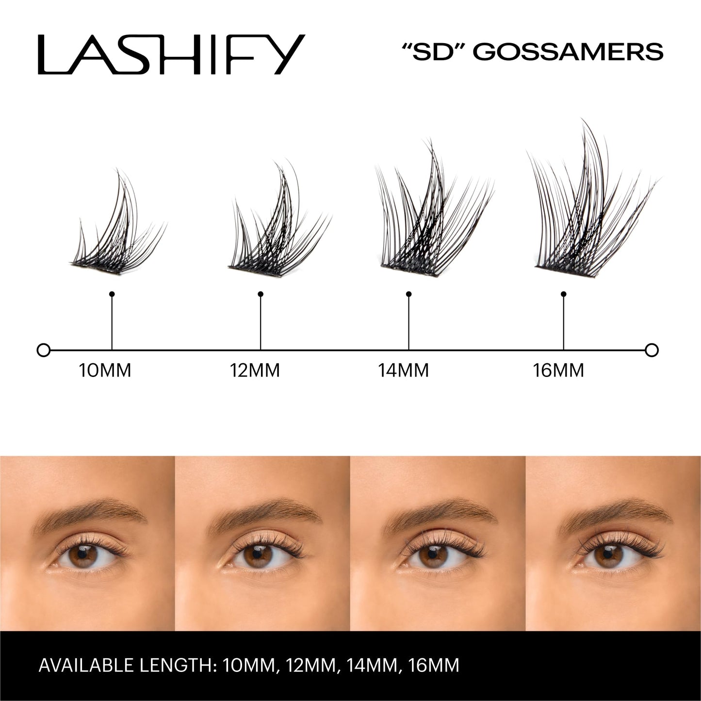 Lashify Stardust 12mm Gossamer DIY Eyelash Extensions Refill, The Multi-Length Multi Layered Lash, Thin Fibers of the Classic "C" Style, Black, Easy Beauty & Personal Care Lashify
