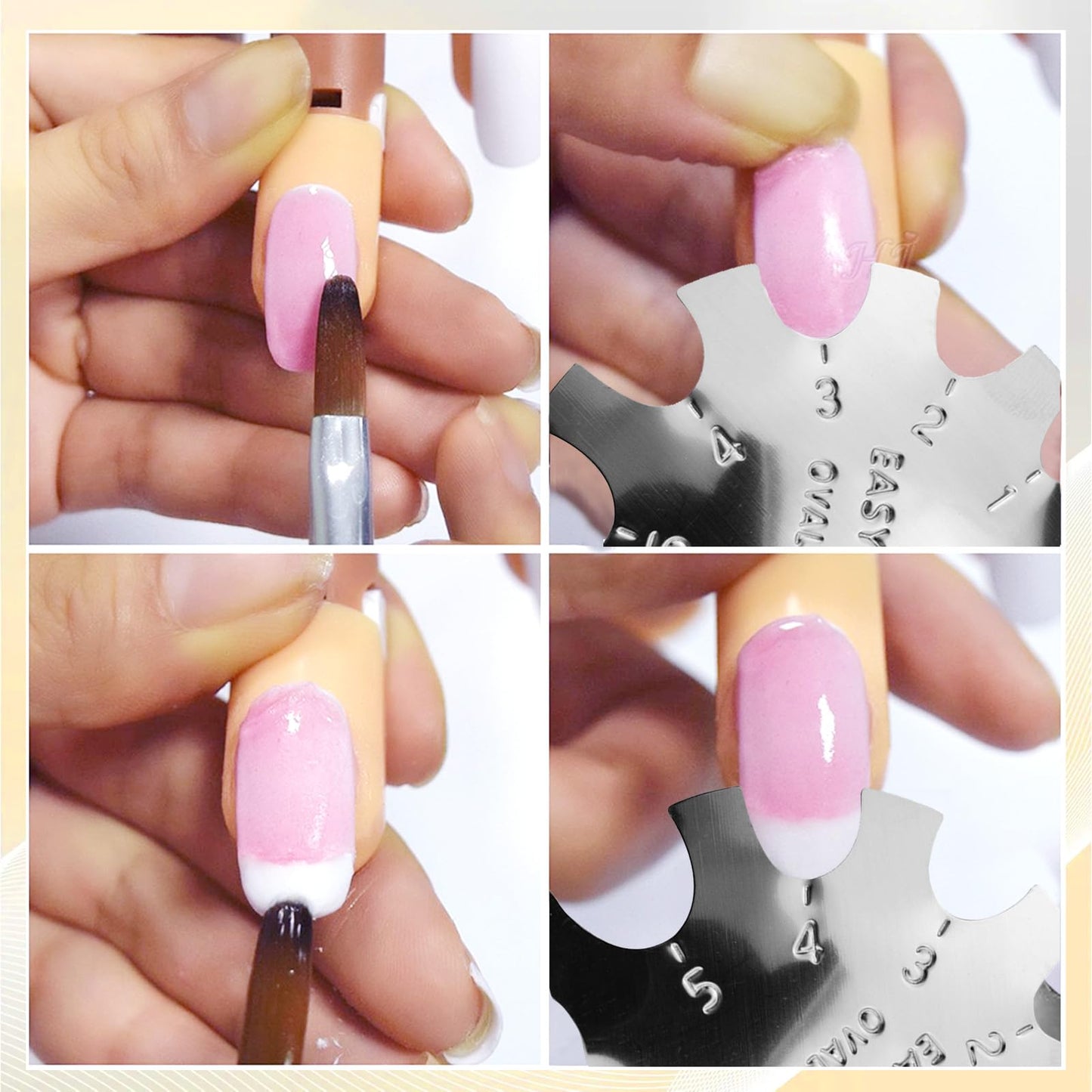 Oval Easy French Smile Line Nail Art Manicure Edge Trimmer Nail Cutter Acrylic Tool with 9 Sizes, HJ-NAT185-FS03 Beauty & Personal Care Honey Joy