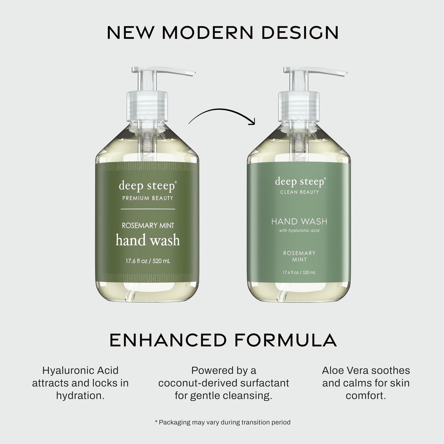 Deep Steep Liquid Hand Wash, Rosemary Mint, 17.6 oz - Moisturizing Cleanser with Olive Oil, Aloe Vera, Glycerin & Hyaluronic Acid - Vegan, Clean Beauty & Personal Care Deep Steep