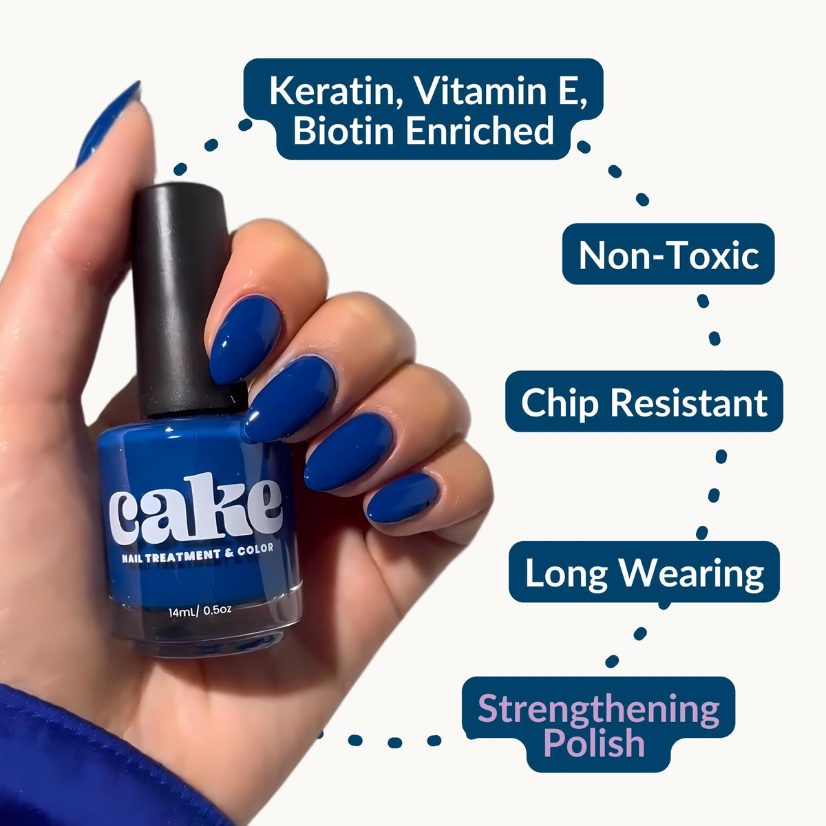 CAKE Vegan Nail Polish for Women, Cuticle Oil, Nail Strengthener and Growth, Nail Repair for Damaged Nails, Fingernail Polish, Natural Nail Polish