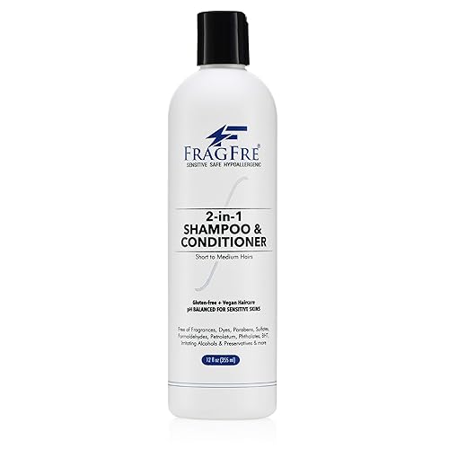 FRAGFRE 2 in 1 Shampoo and Conditioner 12 oz - Fragrance Free Conditioning Shampoo for Short to Medium Hairs - Color Safe Wash and Go - Sulfate Free Beauty & Personal Care FRAGFRE