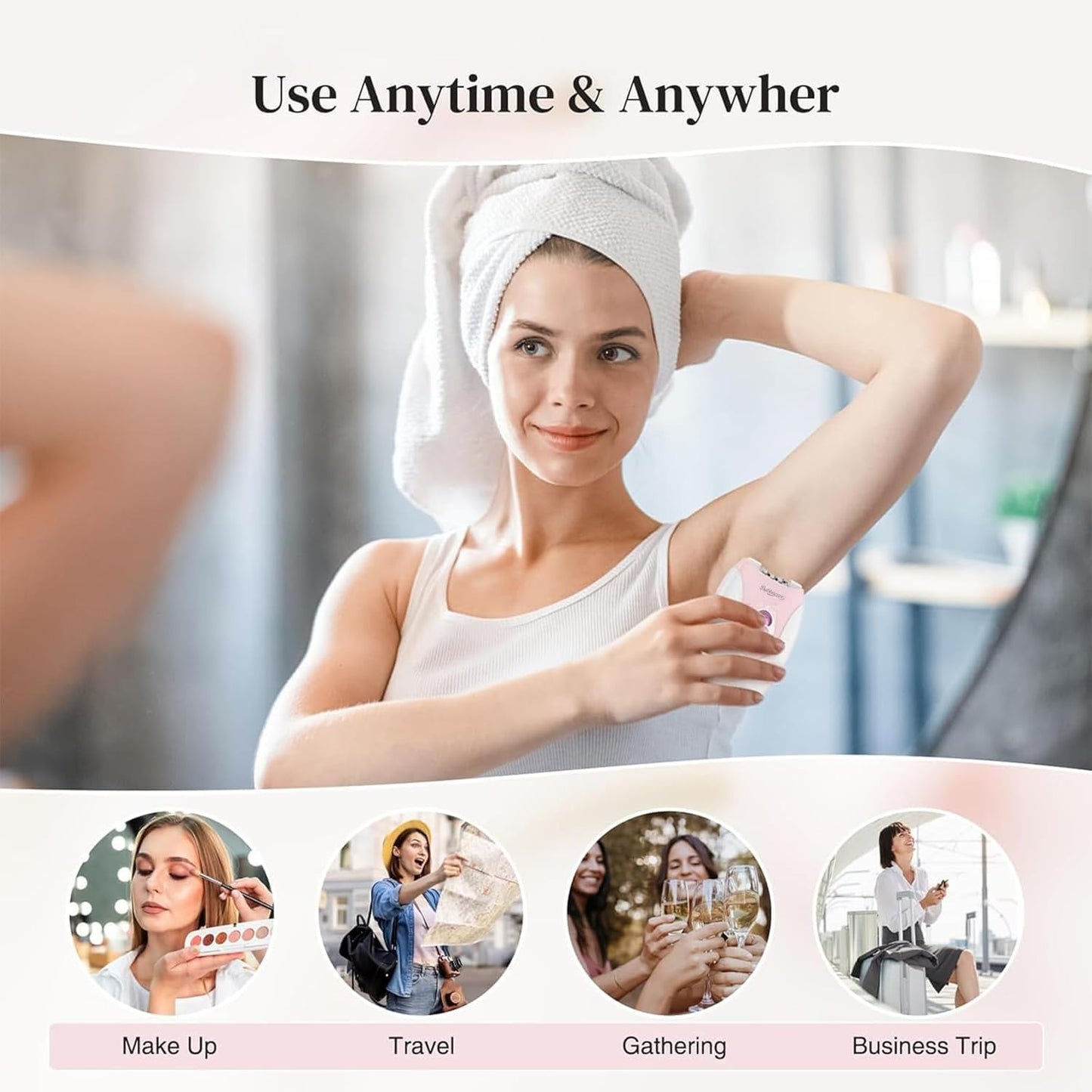 Epilator for Women, Silent Smooth Glide 2-Speed Facial Hair Removal Device, Cordless Rechargeable Hair Remover for Face, Legs, Bikini, Arms Beauty and Personal Care Bubbacare