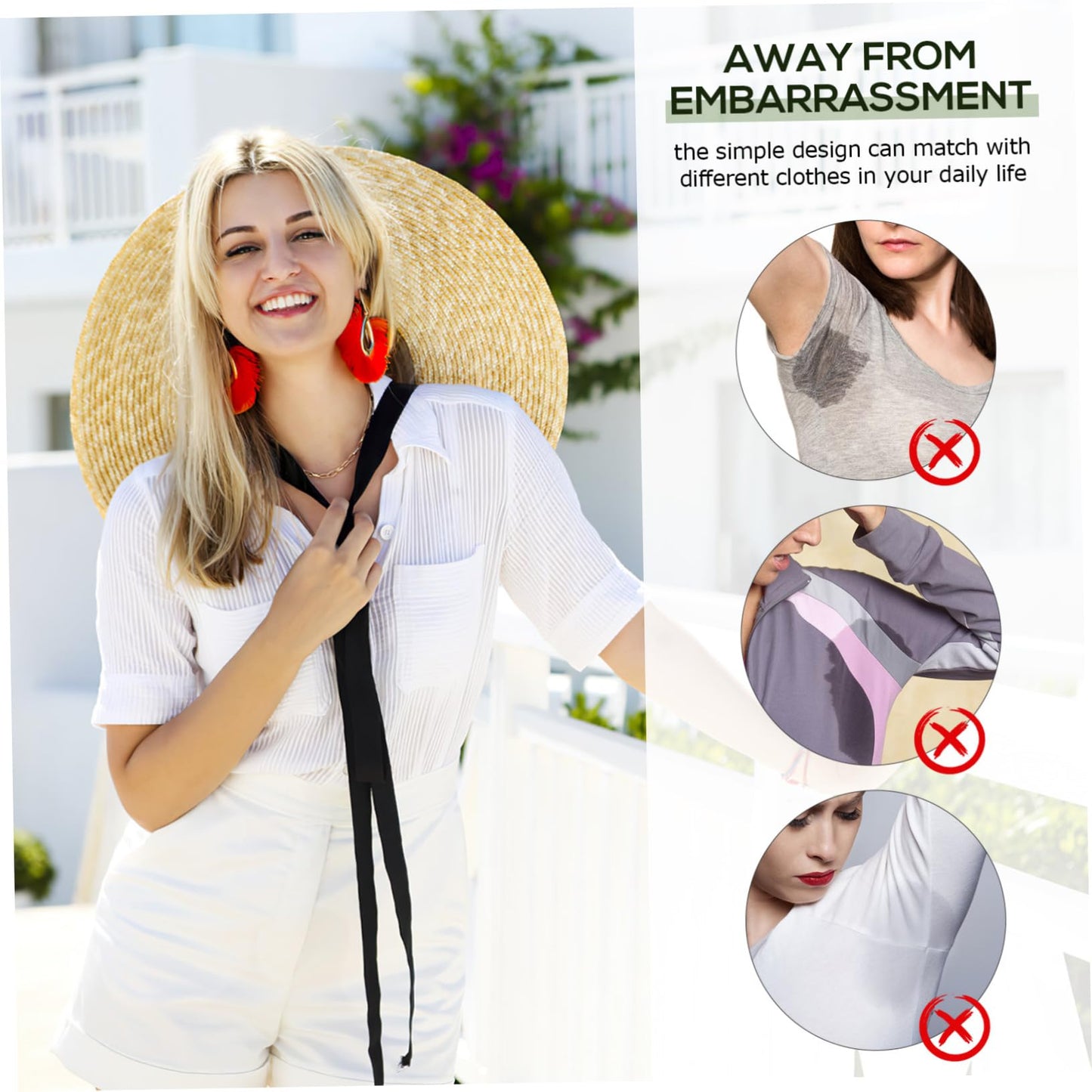 SUPVOX Underarm Sweat Pads - Washable & Breathable Sweat Guard Underwear Vest Short Sleeve Dress Armpit Pads for Women Girls Ladies White Beauty and Personal Care SUPVOX