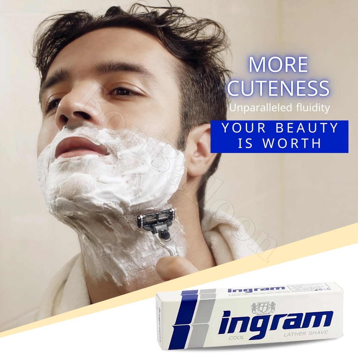Lather Shave Cool Ingram Shaving Cream Tube 60g Glycerin Coconut Oil Made In Egypt ( 2 Pack = 4.23 oz / 120 gm ) Beauty & Personal Care bonballoon
