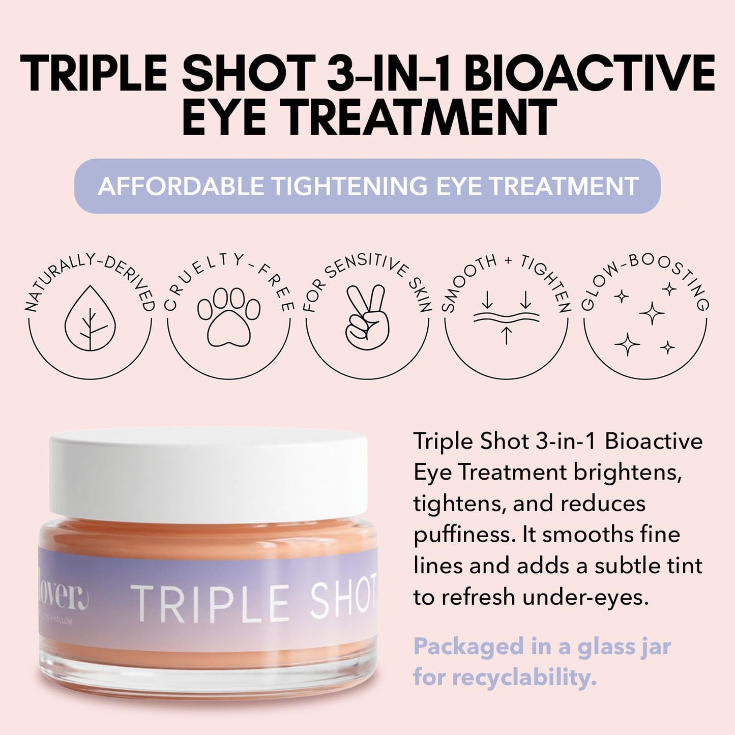 Clover Triple Shot 3-in-1 Bioactive Eye Treatment | Depuffing & Brightening Eye Cream with Coffee Extract, Peptides & Plankton | Blurring Under Eye Beauty & Personal Care Clover