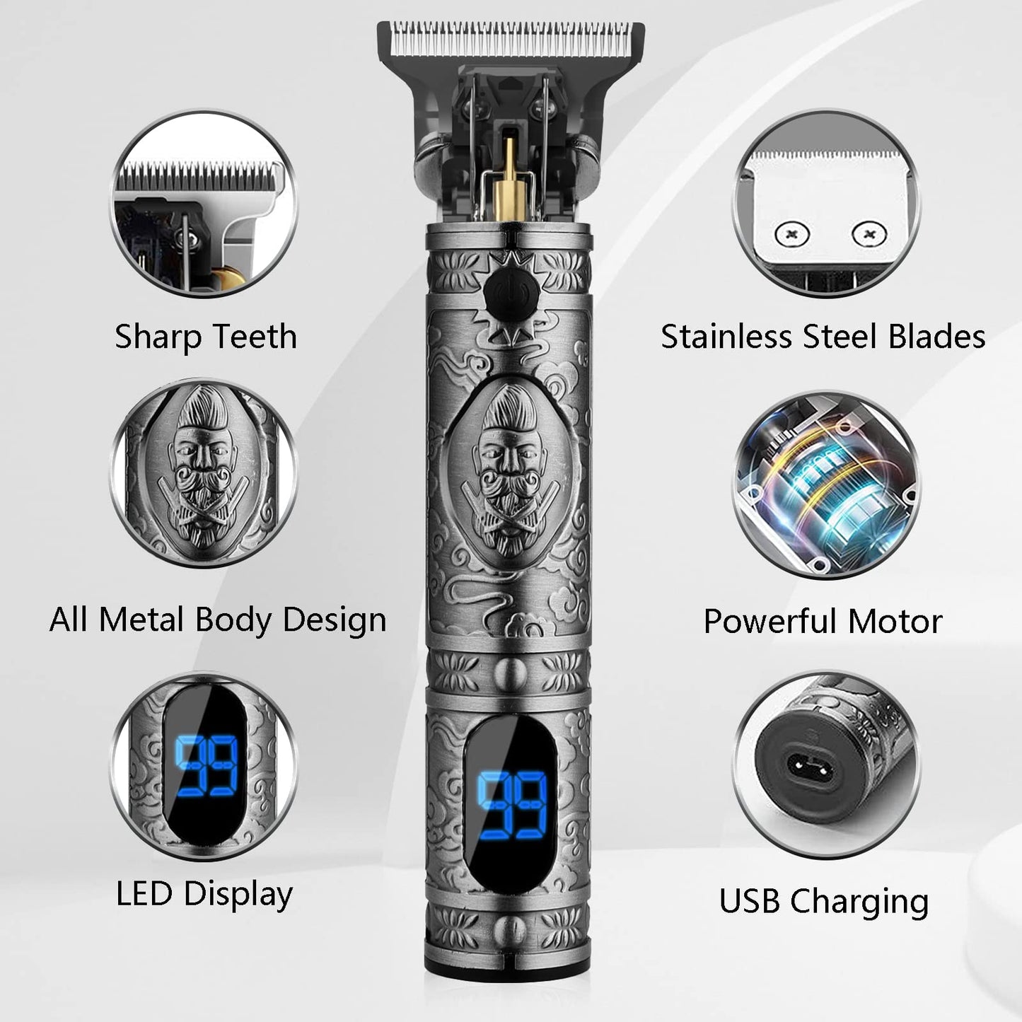 AMULISS Hair Clippers for Men Beard Trimmer Cordless Electric Shaver Razor for Men, Zero Gapped Grooming Kit Barber Clippers with LCD Display, Gift Beauty and Personal Care AMULISS