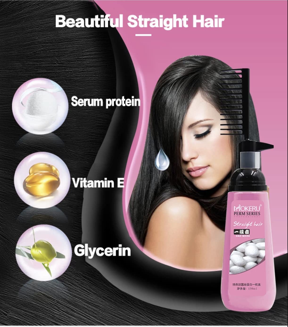 Mokeru 150ml Easy Using Smooth Hair Straightening Cream Nourishing Straight Hair Cream Treatment With Brush, Hair Straightening Treatment For Curly Beauty & Personal Care MADAME FIN