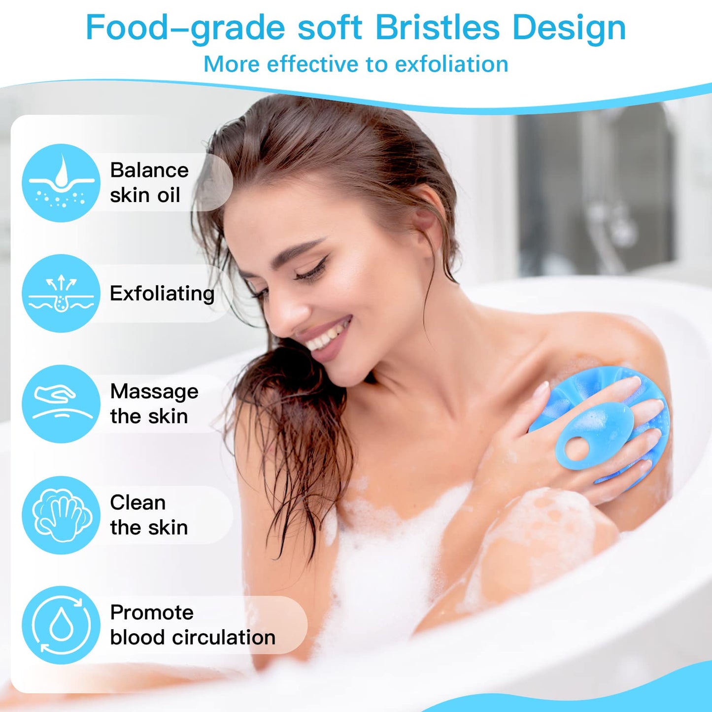 INNERNEED Food-Grade Soft Silicone Body Cleansing Brush Shower Scrubber, Gentle Exfoliating and Massage for All Kinds of Skin (Blue) Beauty & Personal Care INNERNEED