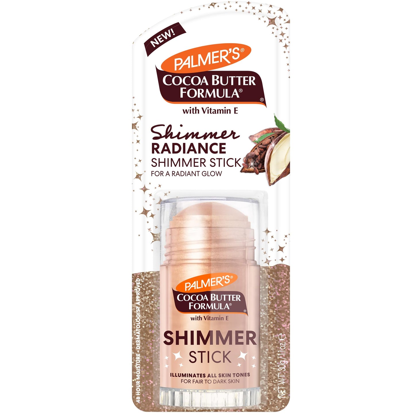 Palmer's Cocoa Butter Formula Body Shimmer Stick with Vitamin E, 1 Oz, Radiant Highlighter Makeup for Body Glow, Provides 48-Hour Moisture, All Skin Beauty & Personal Care Palmer's
