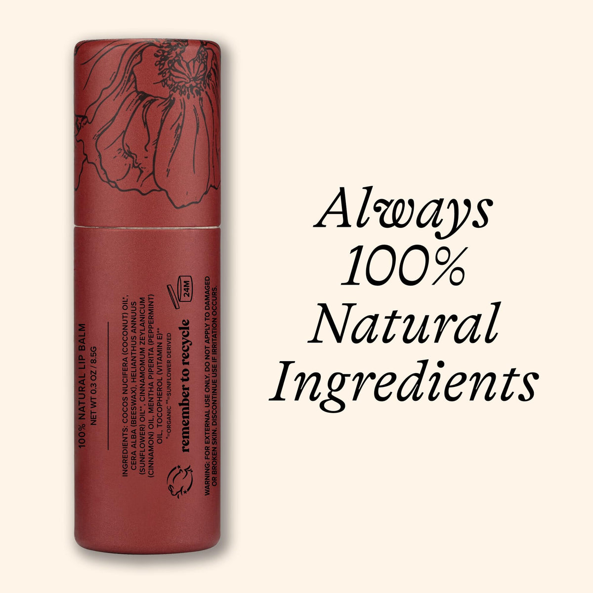 Poppy & Pout Cinnamint Jumbo Lip Balm | All Natural Lip Balms & Moisturizers | Hydrates with Beeswax, Vitamin E, Organic Coconut Oil | Cruelty-Free | Beauty & Personal Care Poppy & Pout