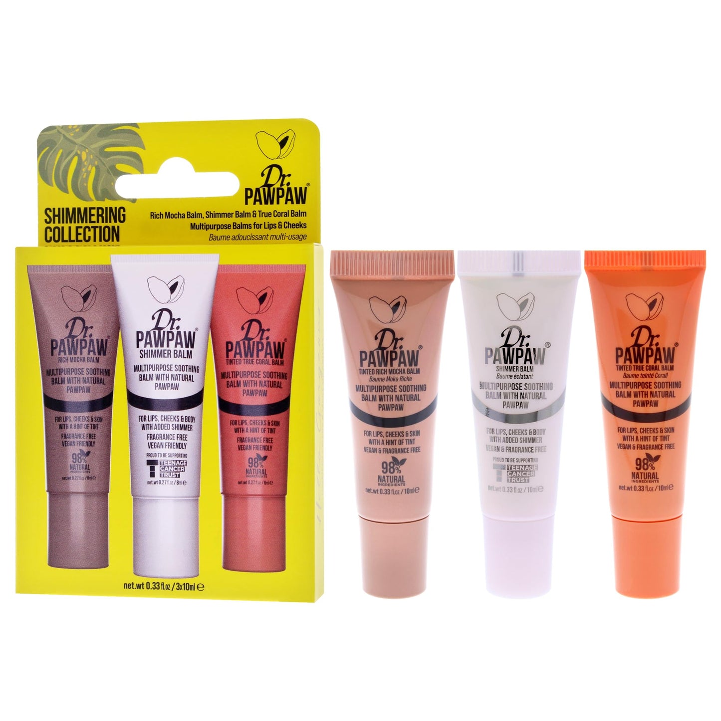 Dr.PAWPAW Shimmering Trio Gift Set: Shimmer,True Coral,Rich Mocha Multi-Purpose Natural No Fragrance Balm for Hydrating Lips, Skin, Hair, Cuticles Beauty and Personal Care Dr. PAWPAW ORIGINAL BALM