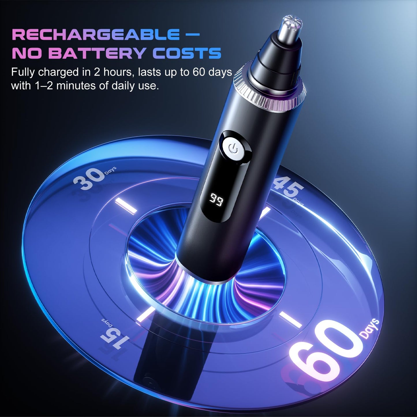 SAVILAB Nose Hair Trimmer for Men and Women, USB Rechargeable Electric Facial and Ear Hair Remover with LED Display, Dual-Edge Blades for Smooth Beauty and Personal Care SAVILAB