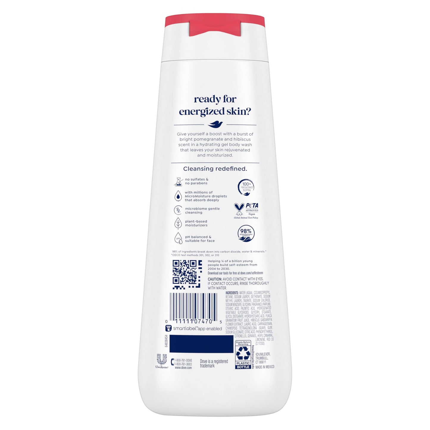 Dove Body Wash Rejuvenate Pomegranate & Hibiscus for 24hr Lotion-Soft Skin Moisturizing Skin Cleanser with No Sulfates No Parabens 20 oz Beauty & Personal Care Dove