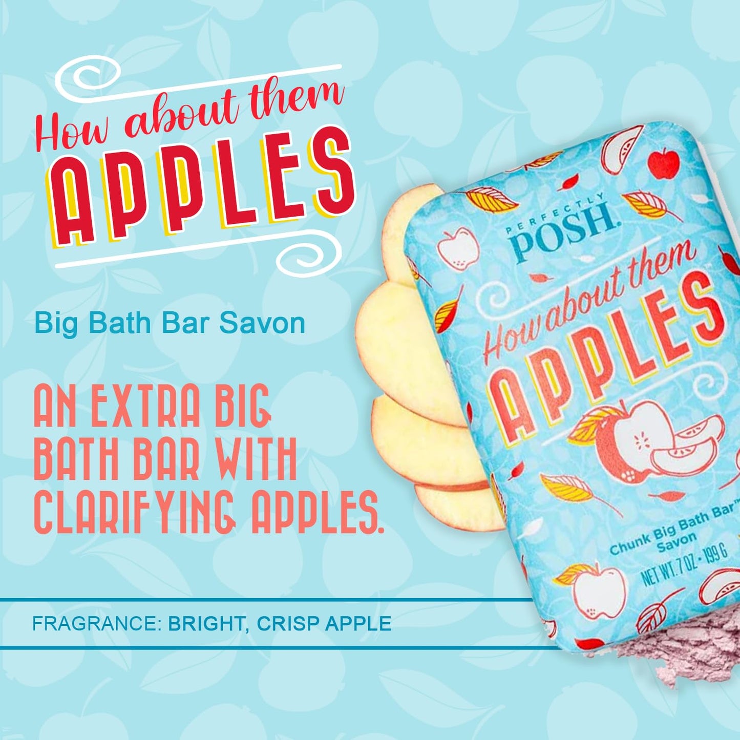 Perfectly Posh - How About Them Apples Big Bath Bar - Nourishing Soap with Cinnamon & Apple Fragrance - for Energizing Bath Time - 7oz Beauty & Personal Care Perfectly Posh