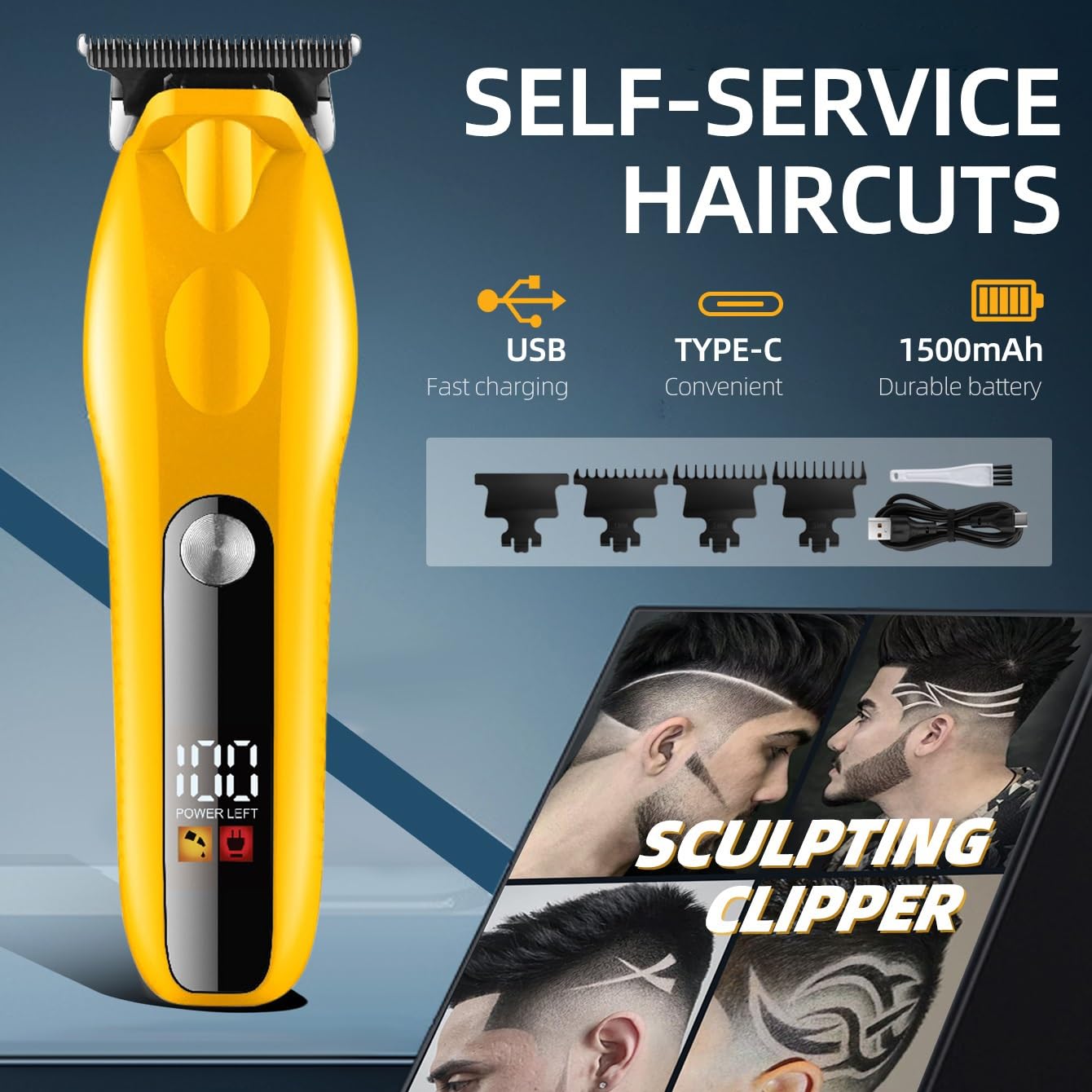 QDKVTNDJZ Hair Clippers for Men, Professional Cordless for Barber Cutting LCD Trimmers Rechargeable Beauty and Personal Care QDKVTNDJZ