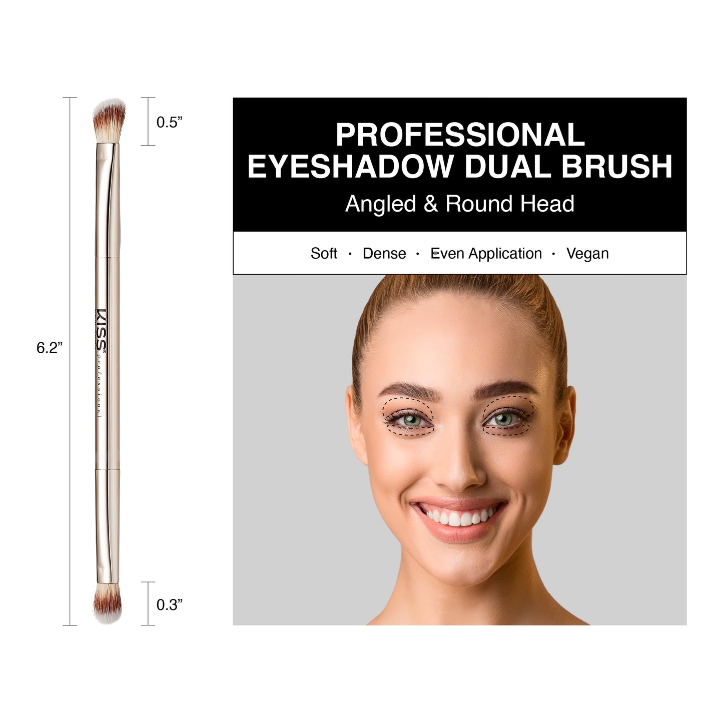 KISS NEW YORK Professional Dual Ended Eyeshadow Brush, Angled & Large Brush for Precise Shaping, Smudging Eyeshadow Application, Blending & Set Target Beauty & Personal Care Kiss