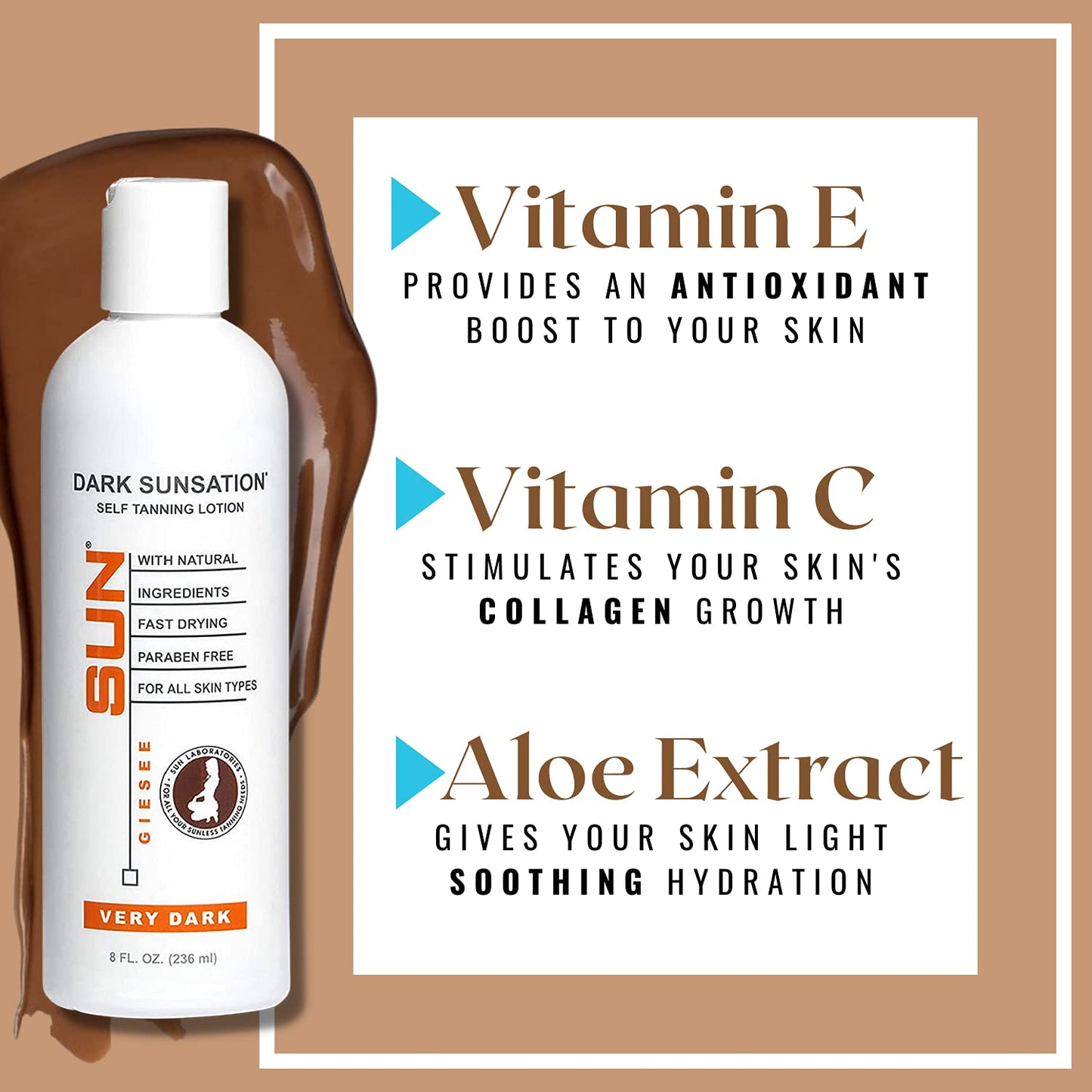 Sun Laboratories By Giesee Dark Sunsation Self-Tanning Lotion for - 2 Pack 8 oz | Ultra Dark Tanning Lotion, Natural Self Tanner, Non-Toxic Tanning Beauty & Personal Care Sun Laboratories by Giesee