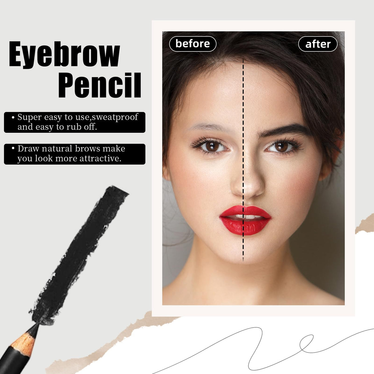 Go Ho 12 PCS Black Eyebrow Eyeliner Pencils,Sweatproof Eyebrow Pencil,Long-lasting Nice Color Eye Brow Gel Pen Makeup Brow Tint Sticks?Black? Beauty & Personal Care Go Ho