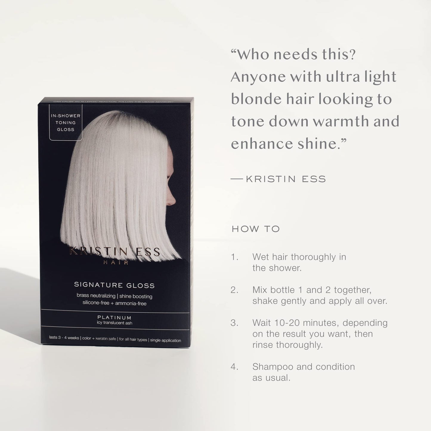 Kristin Ess The One Signature Hair Gloss - Platinum: Icy Translucent Ash (Pack of 2) Beauty & Personal Care Kristin Ess