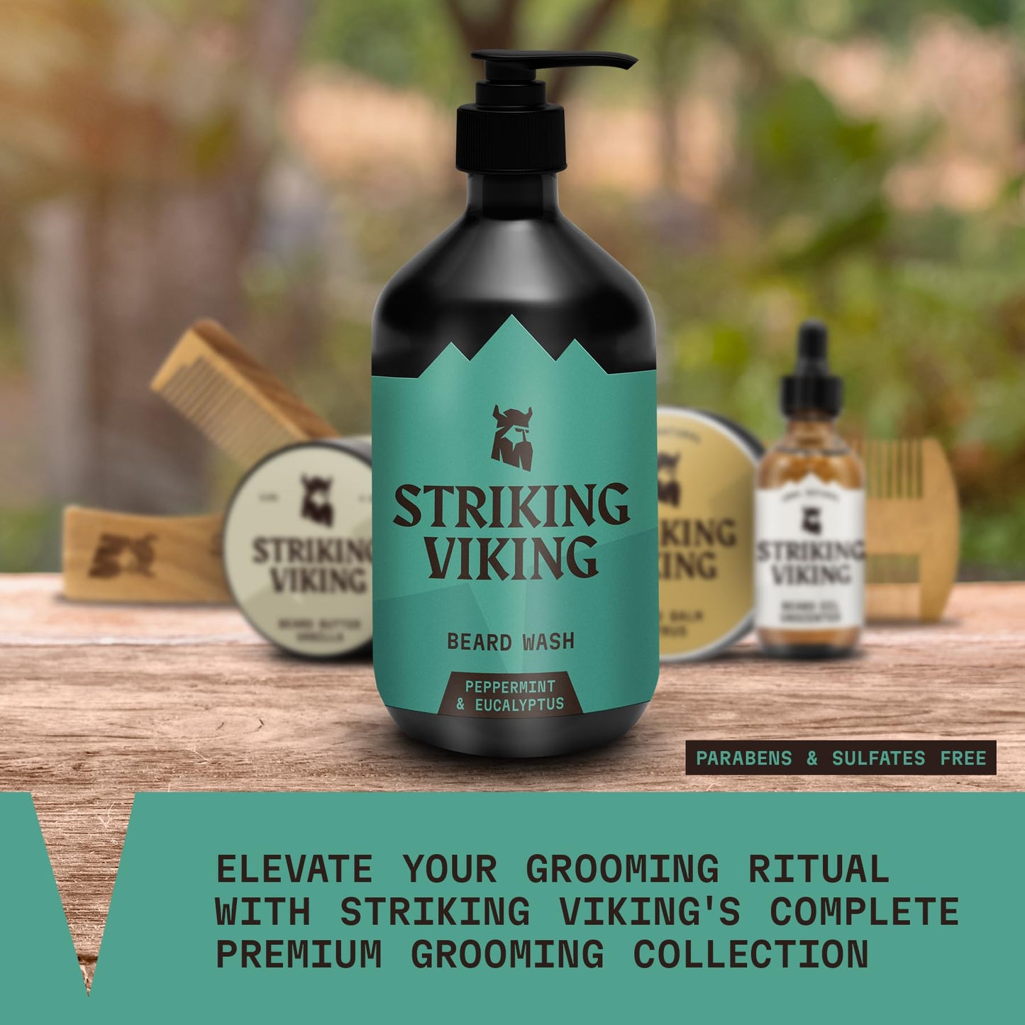 Striking Viking Beard Wash (17 oz) With Natural Peppermint & Eucalyptus Scent - Paraben & Sulfate-Free Deep Cleansing Shampoo For Beard Care Beauty & Personal Care Striking Viking