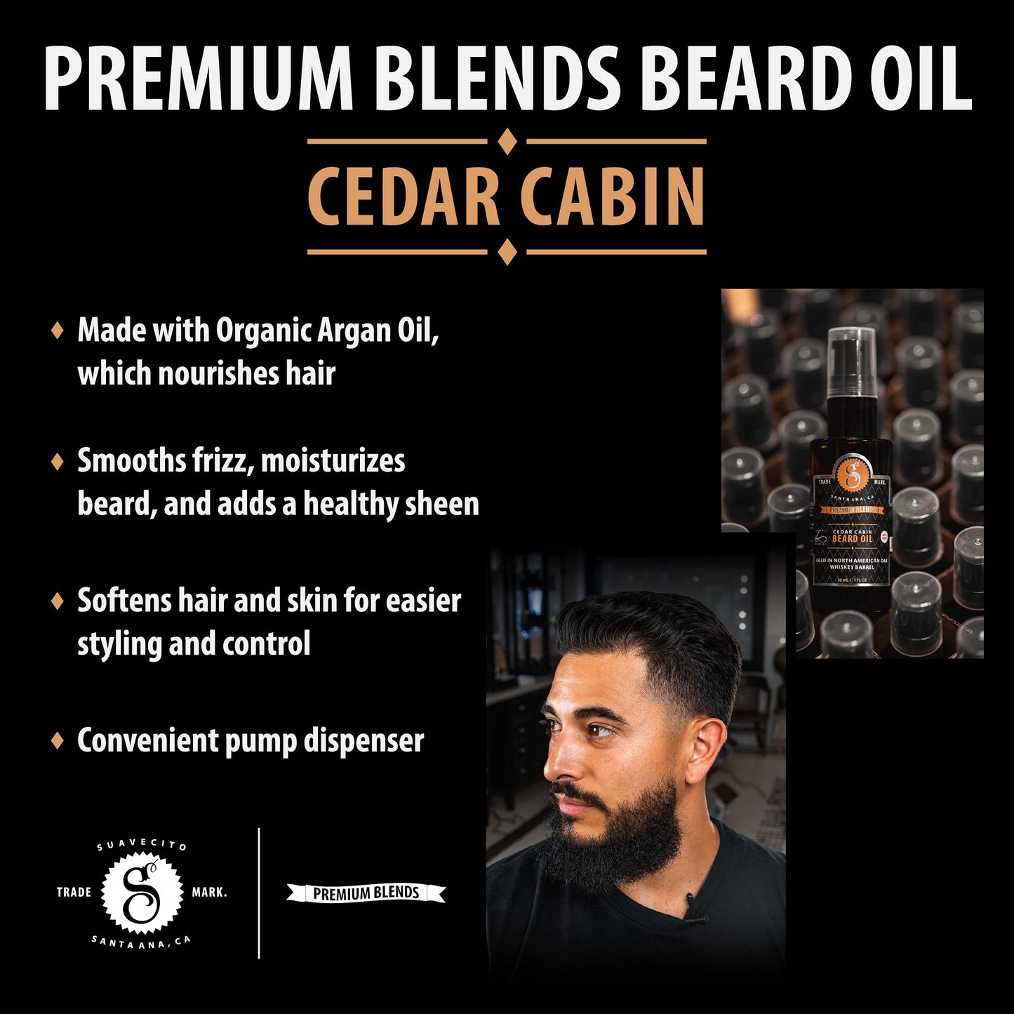 Suavecito Premium Blends Beard Oil - Leave-In Beard Conditioner For Softening Hair, Hydrating Skin, Eliminating Beard Dandruff, Healthy Beard Growth Beauty & Personal Care Suavecito