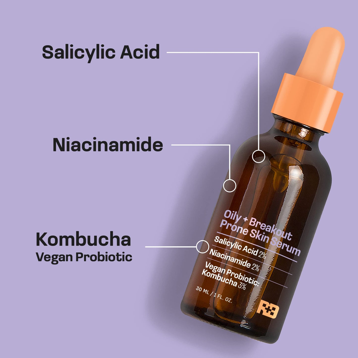 Real Basic Skin Serum for Oily Skin and Breakouts with Salicyclic Acid, Niacinamide & Vegan Probiotic Kombucha 1 oz. - Salicylic Acid Face Serum Beauty & Personal Care REAL BASIC