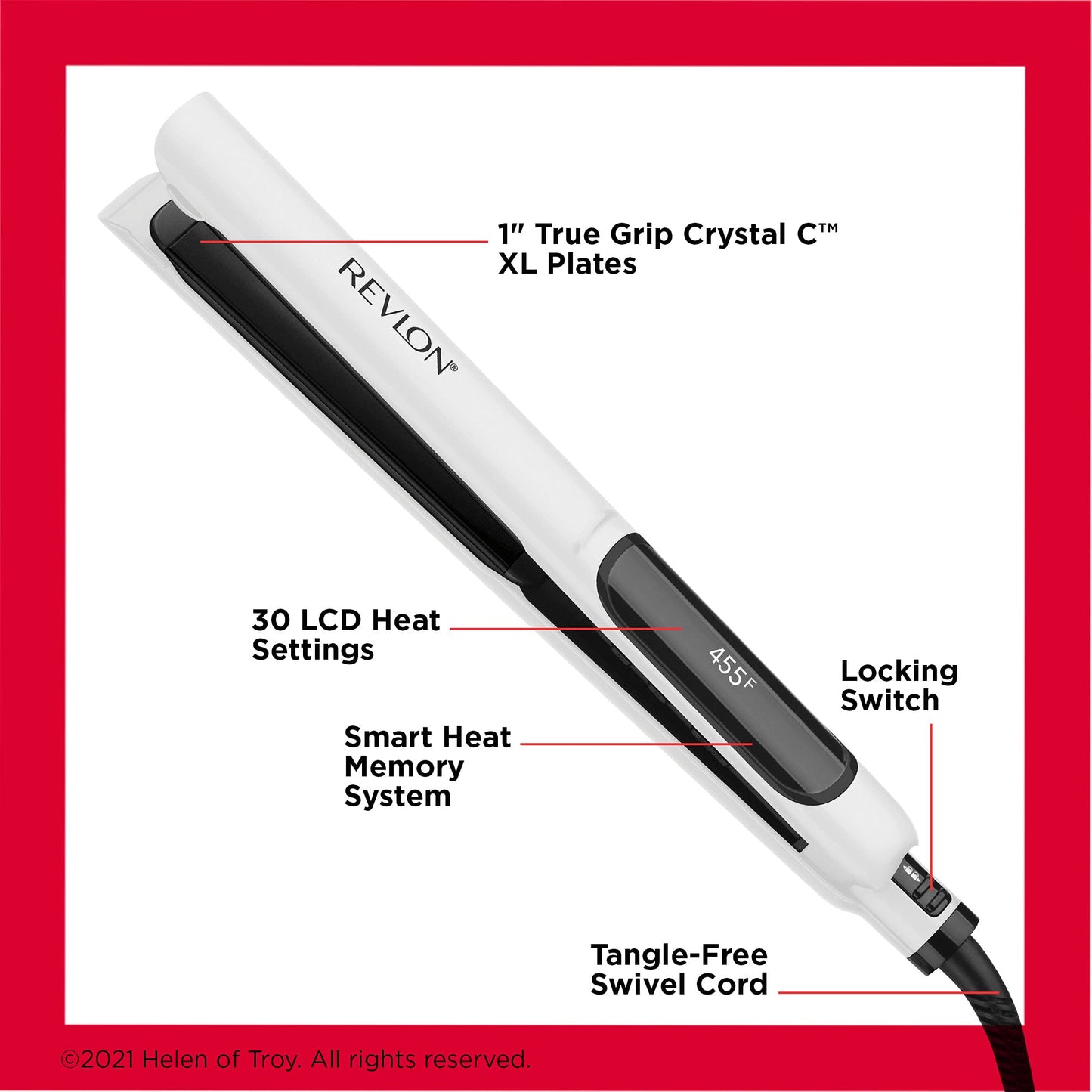 REVLON Crystal C + Ceramic Digital Hair Flat Iron | Long-Lasting Shine and Less Frizz, (1 in) Beauty & Personal Care REVLON