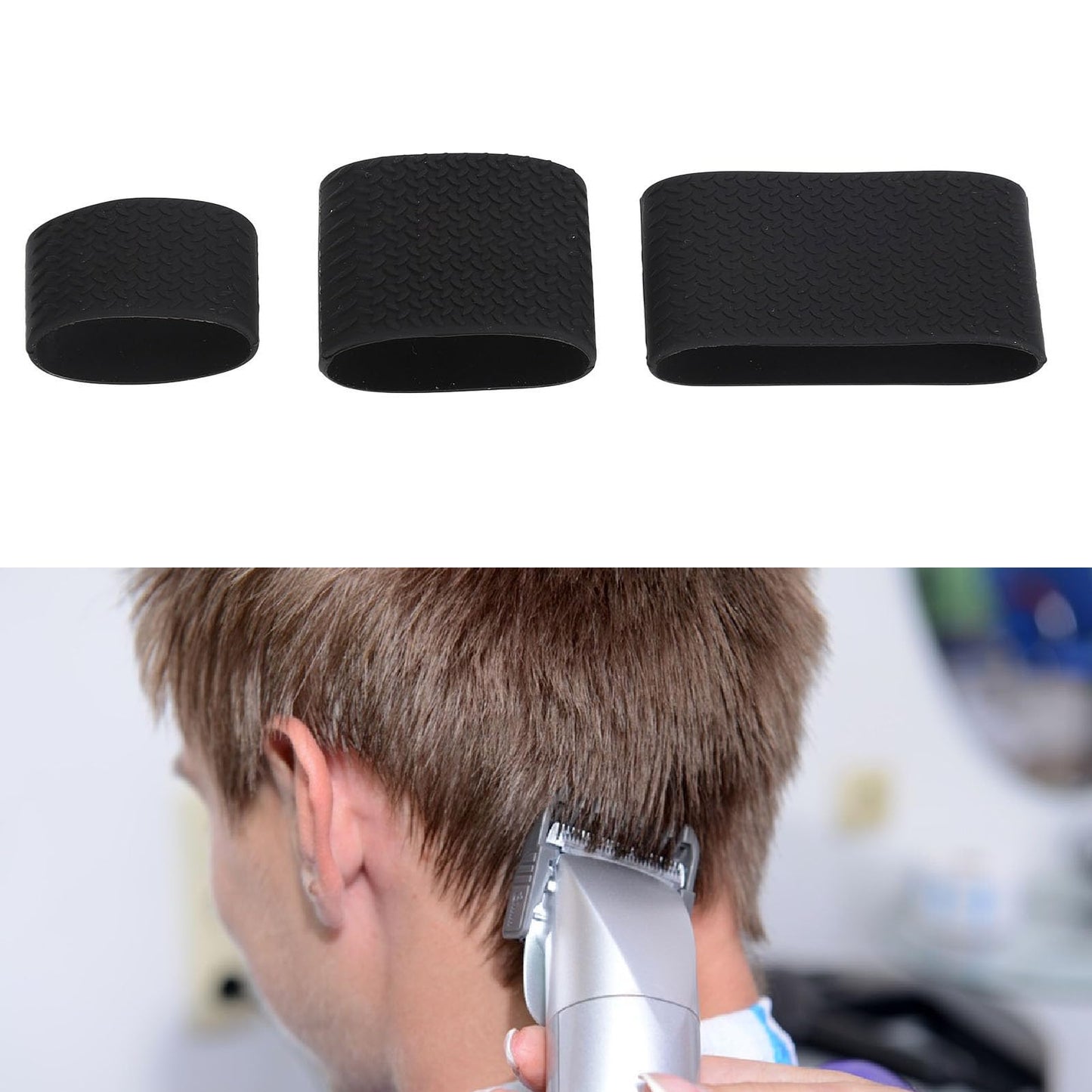 Barber Clipper Elastic Bands, Shock Absorption Heat Silicone 3pcs Clipper Sleeve Good Grip for Barber Shop Beauty and Personal Care Jopwkuin
