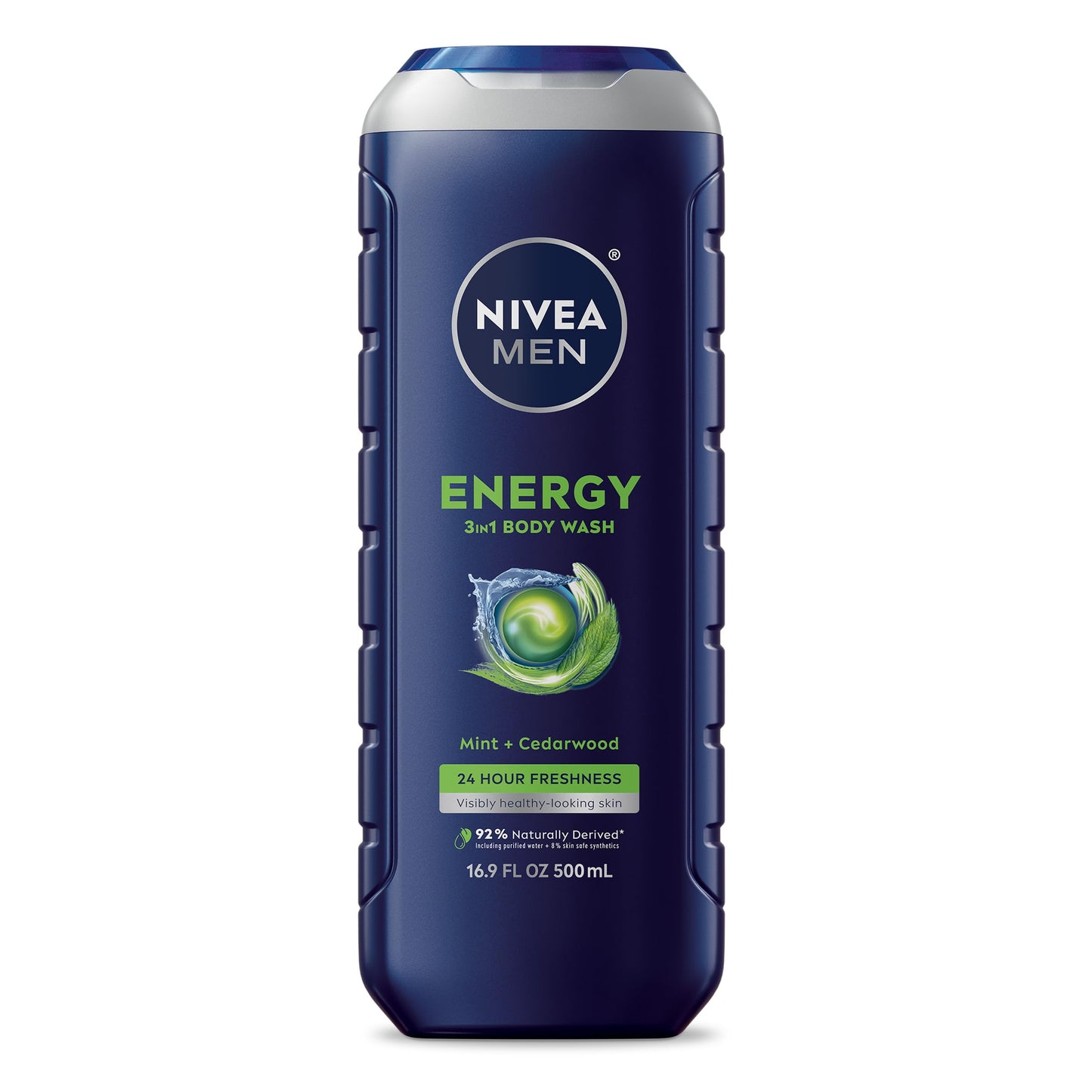 NIVEA MEN Energy Body Wash with Mint Extract, Cedarwood and Mint Scent, 3-in-1 Men's Body Wash, Face and Hair, Paraben Free, Vegan Formula, 16.9 Fl Oz Beauty & Personal Care NIVEA