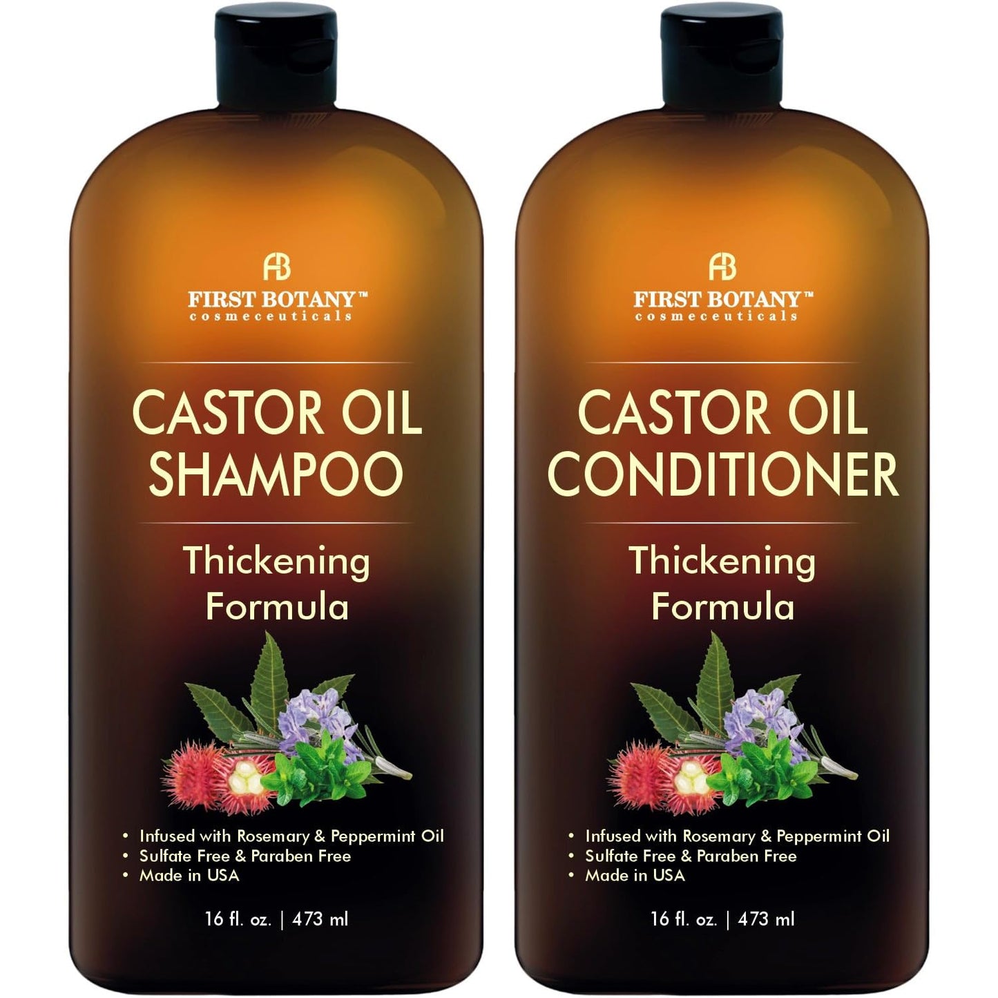 Castor Oil Shampoo and Conditioner - An Anti Hair Loss Set Thickening formula For Hair Regrowth, Anti Thinning Sulfate Free For Men & Women Anti Beauty & Personal Care First Botany
