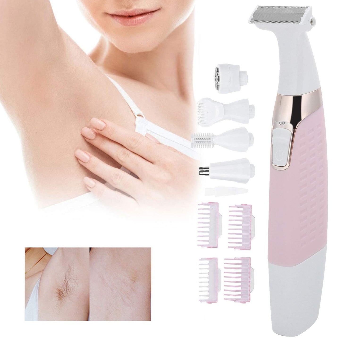 Epilators Hair Removal for Women, Electric Body Depilator 5-in-1 USB Rechargeable with Multiple Attachments Hair Removal Device for Full Body and Hair Beauty and Personal Care Dioche