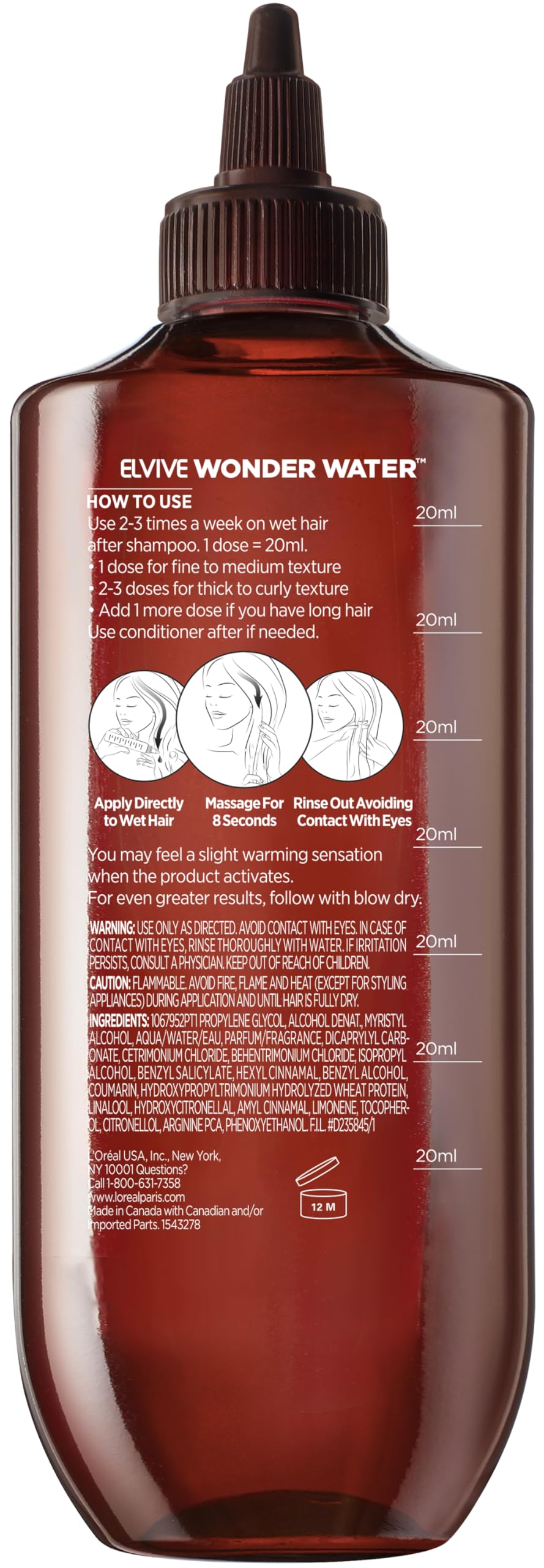 L’Oreal Paris Elvive 8 Second Wonder Water Lamellar, Rinse out Moisturizing Hair Treatment for Silky, Shiny Looking Hair, 6.8 FL; Oz Beauty & Personal Care L'Oreal Paris