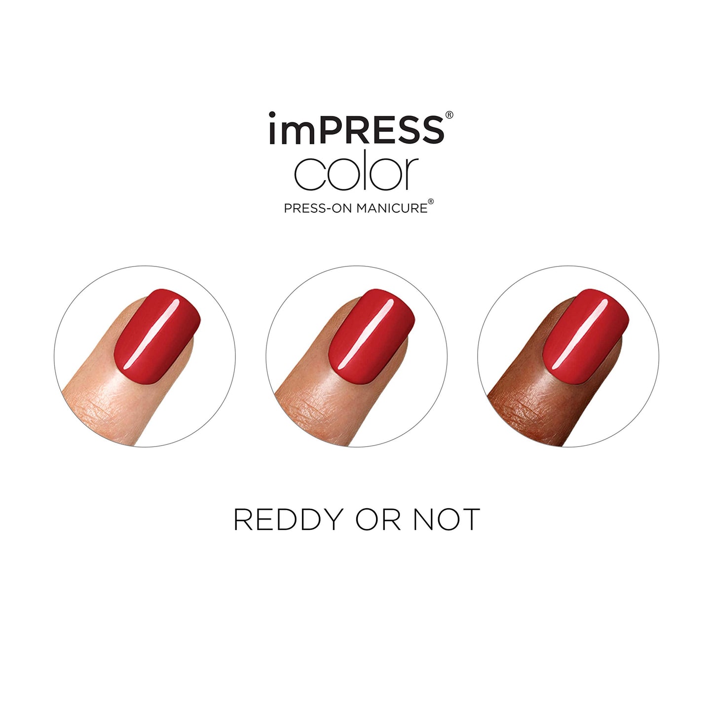 KISS imPRESS Color Polish-Free Solid Color Press-On Nails, PureFit Technology, Short Length, 'Reddy or Not', Includes Prep Pad, Mini Nail File Beauty & Personal Care imPRESS